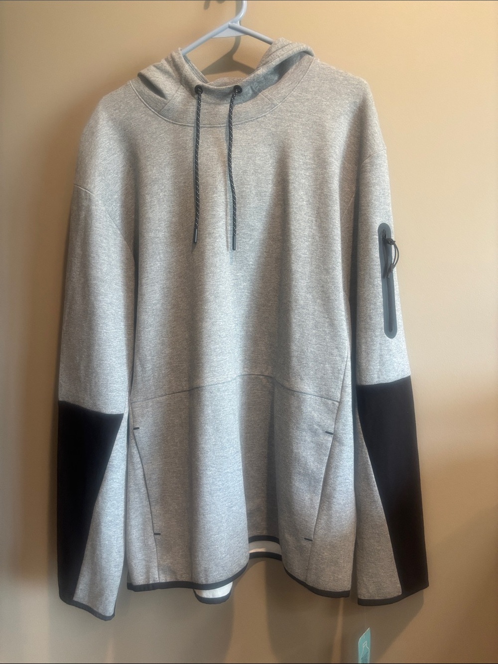 MTA Sport Gray Pullover Hoodie with Black Sleeve Panels
